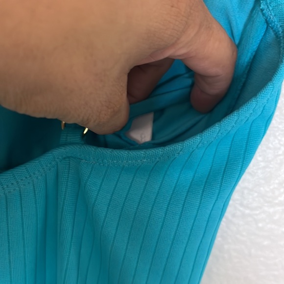 Sandflower Women's Aqua Blue Ribbed Knit One Piece Swimsuit Medium (8-10) NWT - Picture 11 of 11